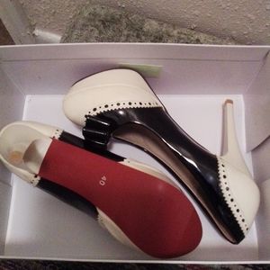Black and white heels